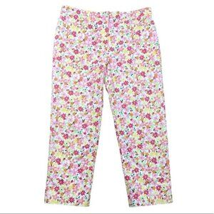 Lilly Pulitzer Size 10 Floral Lady Bugs Capri Pants zipper / button closure